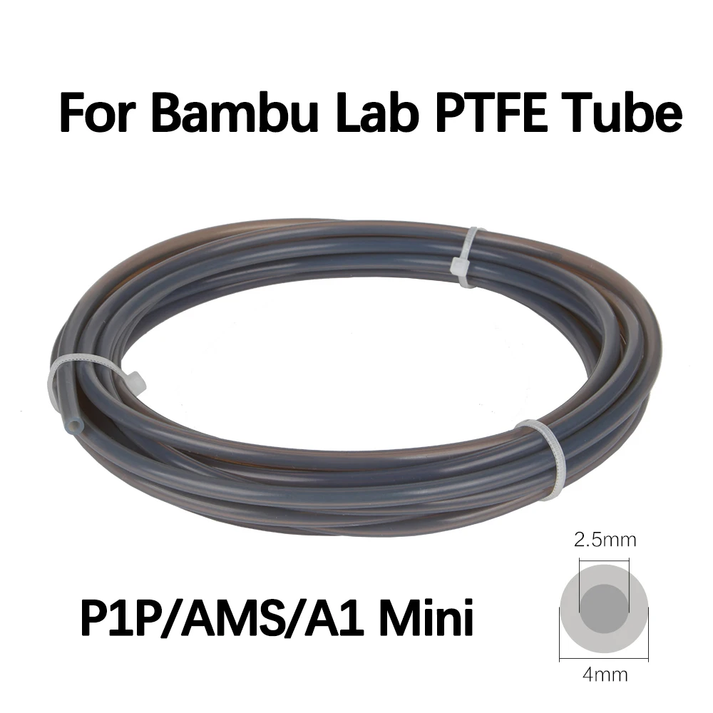 2.5mm IDx4mm OD PTFE Tube Fits Direct Drive Extruder 3D Printer For Bambu Lab A1/A1 mini/P1P/P1S/X1C For Creality K1 Ender3 V3KE