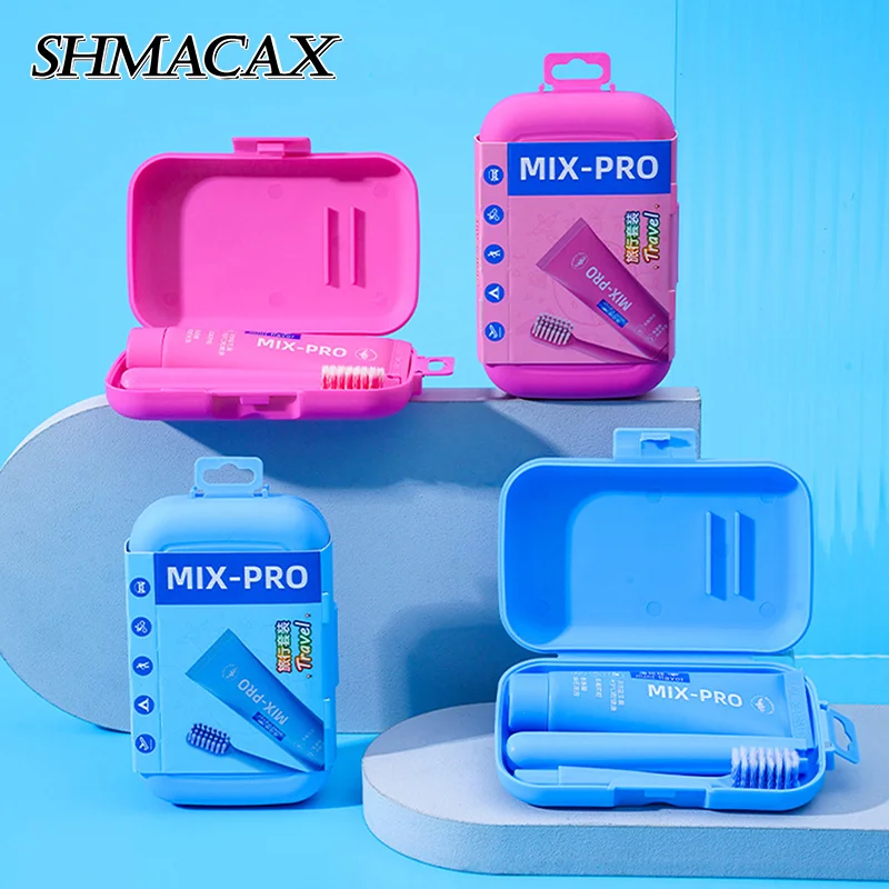 Convenient Travel Fold Toothbrush Suit For Adult Send Toothpaste Small Head Toothbrush Cleaning Family Brush Set Storage Box