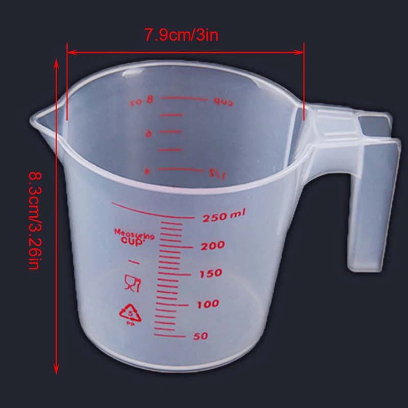 250ml plastic clear measuring cup handle liquid pour spout home kitchen tools