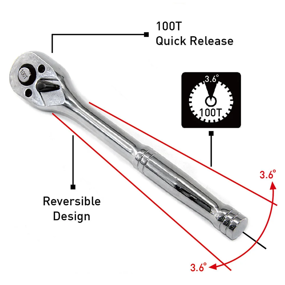 Quick Release Ratchet Handle Narrow Place Usando Mais do Que o Normal Drive 100 Dentes