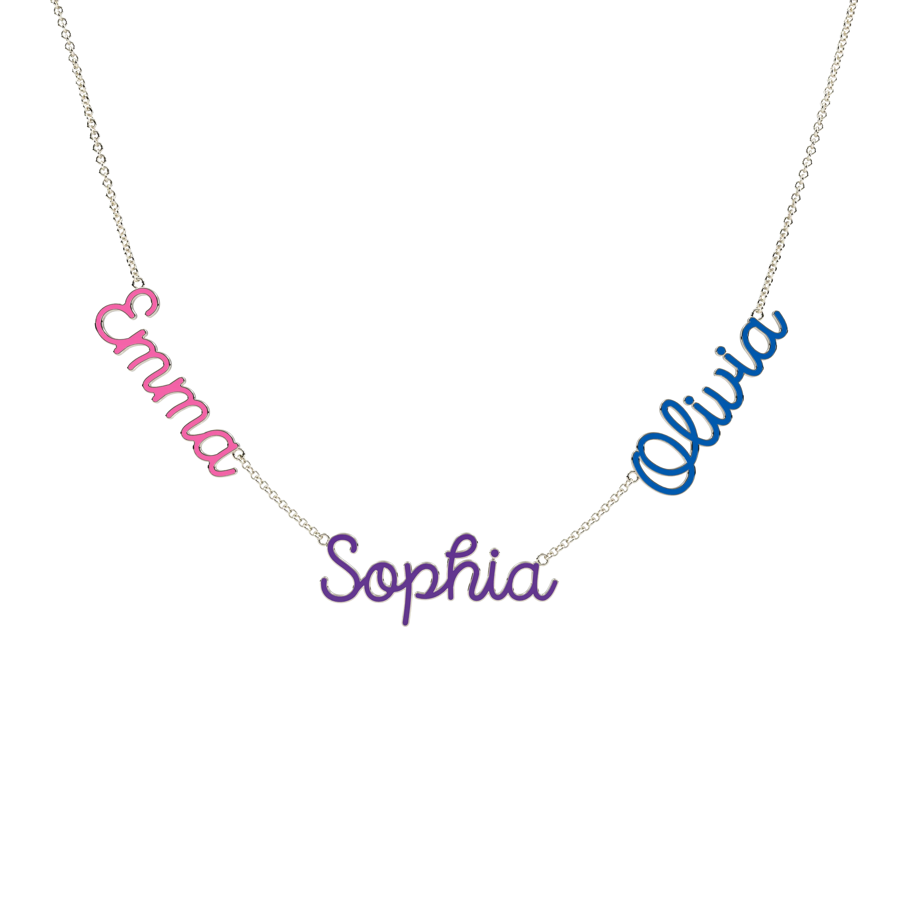 DUOYING Multi Enamel Name Necklace With  2 Names Pendant S925 Sterling Silver Necklace For Women Jewelry Gift Collar Mujer