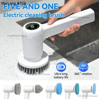 Electric Cleaning Brush 5 In 1 Electric Spin Cleaning Scrubber USB Rechargeable Electric Rotary Scrubber Household Appliances