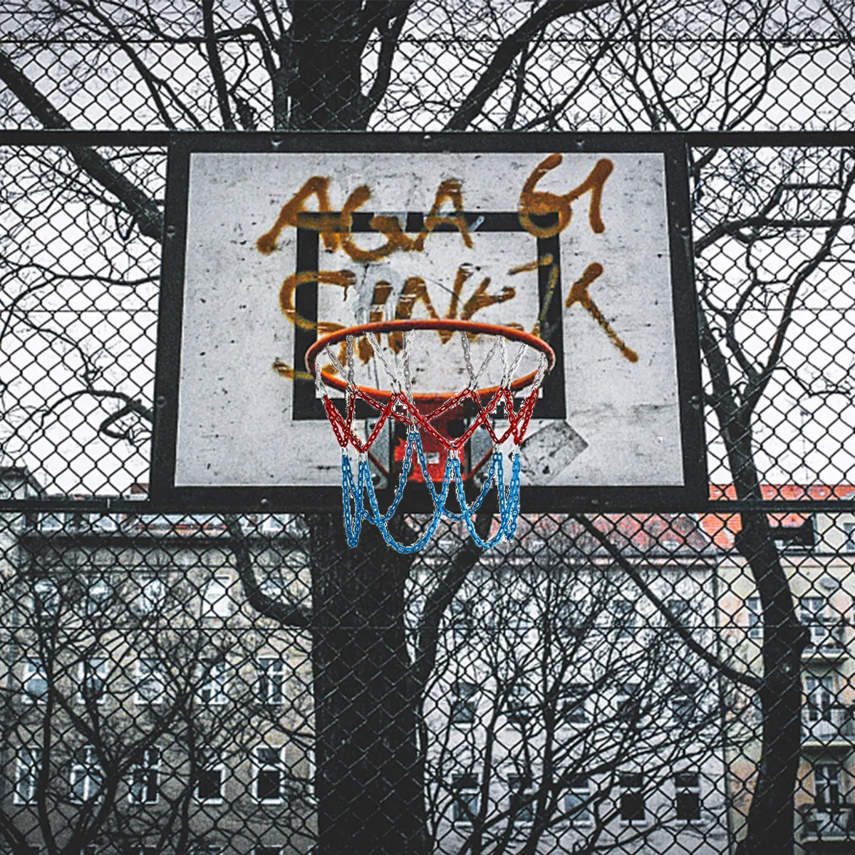 

Metal Basketball Net 12 Buckles Galvanized Steel Durable Outdoor Indoor Basketball Goal Net For Standard Hoops Manganese