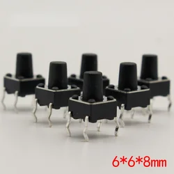 50pcs/lot 6x6x8MM 4PIN G93 Tactile Tact Push Button Micro Switch Direct Self-Reset DIP Top Copper