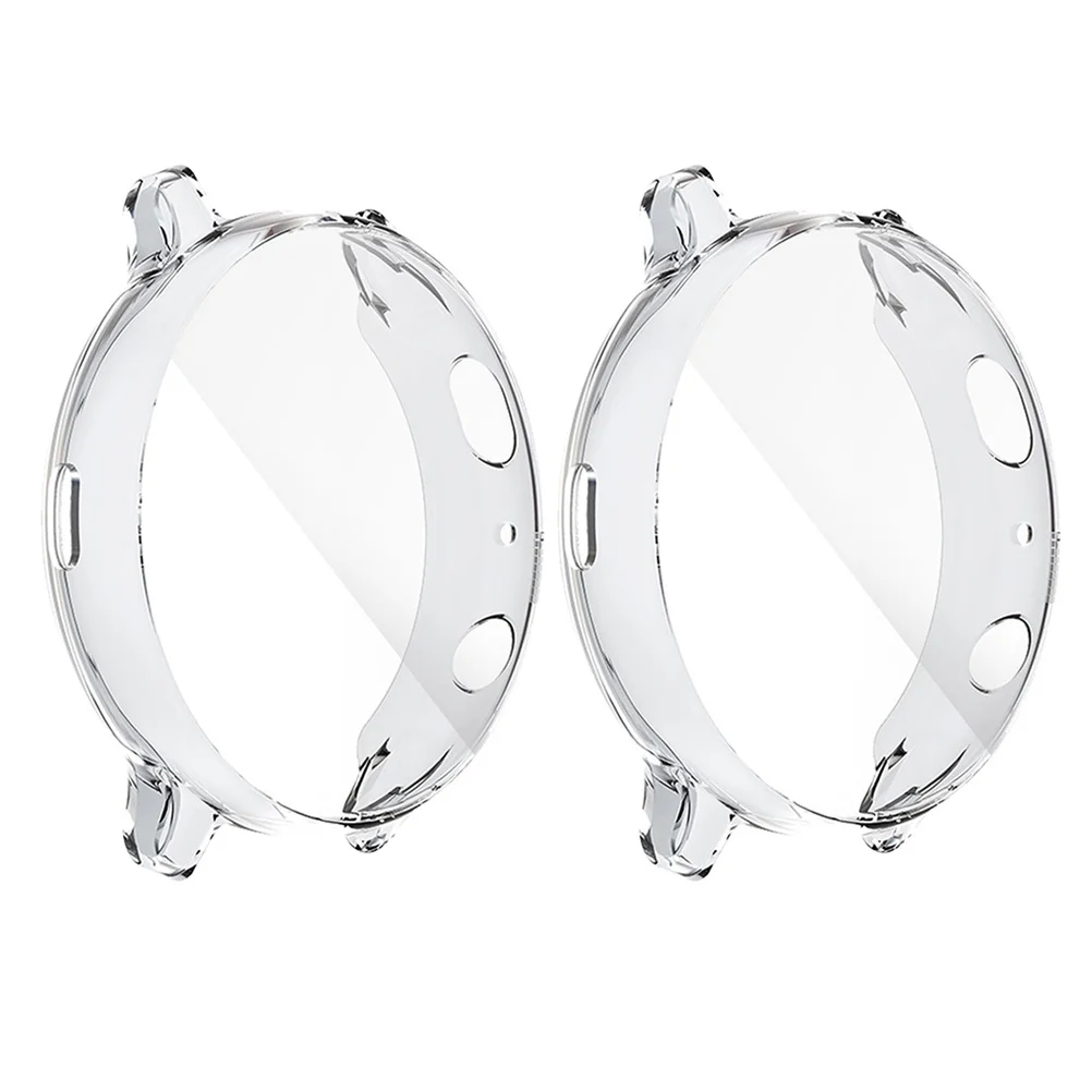 2Pcs Electroplate Protective Watch Case Cover Scratch Resistant Flexible Tpu Frame Compatible 2 Transparent