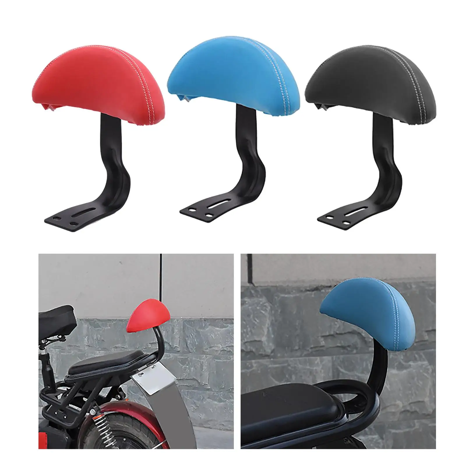 Asiento de bicicleta con respaldo, apoyo de seguridad para motocicleta