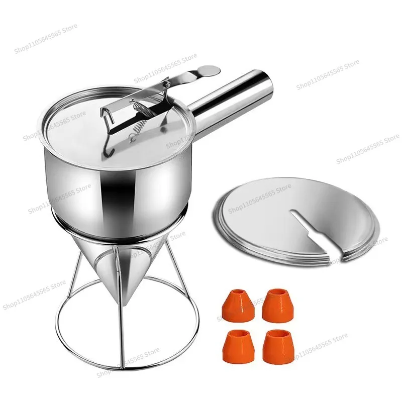 For Stainless Steel Batter Separator Large Diameter Removable Handle with 4 Silicone Nozzles