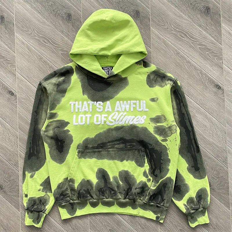 Big Spott Tie Dye Green That's A Awful Lot of Cough Syrup Hoodie Sweatshirts Men Women Classic Chest Foam Print Label Pullovers
