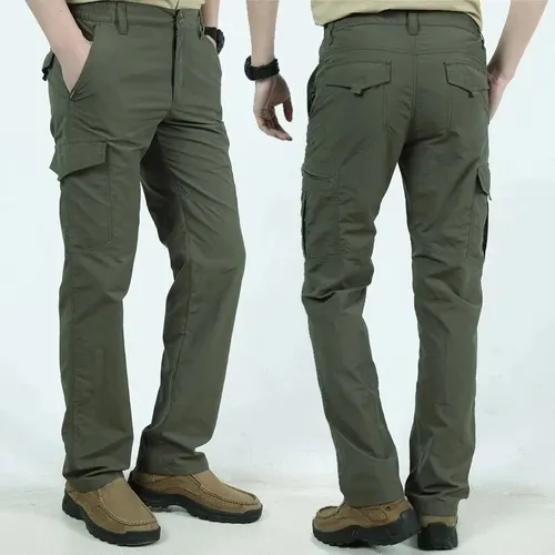 Pantalones de secado rápido de verano para hombre, pantalones deportivos para Montañismo al aire libre, impermeables, talla grande, ropa de trabajo con múltiples bolsillos