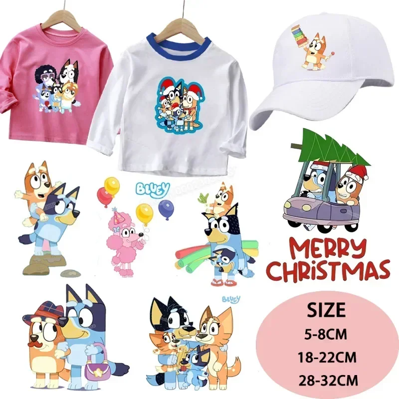 

Blueyes Bingo Patches for T Shirt Cartoon Stickers Clothes Cute Iron Children Anime Heat Transfer Decoration Kids Birthday Gifts