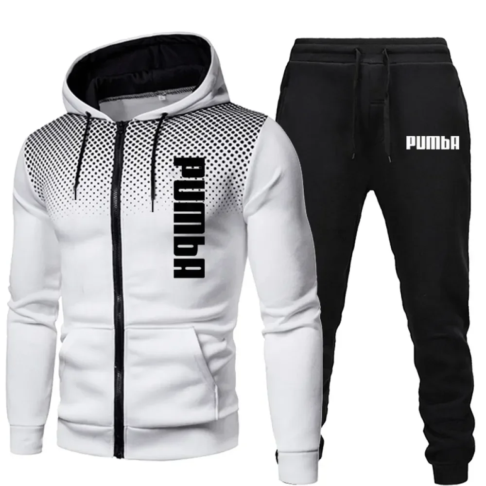 Men\'s Sports Tracksuits Sets Long Sleeve Hoodie Suits Zipper Jackets +Jogging Pants Spring Autumn Running Fitness Sportswear