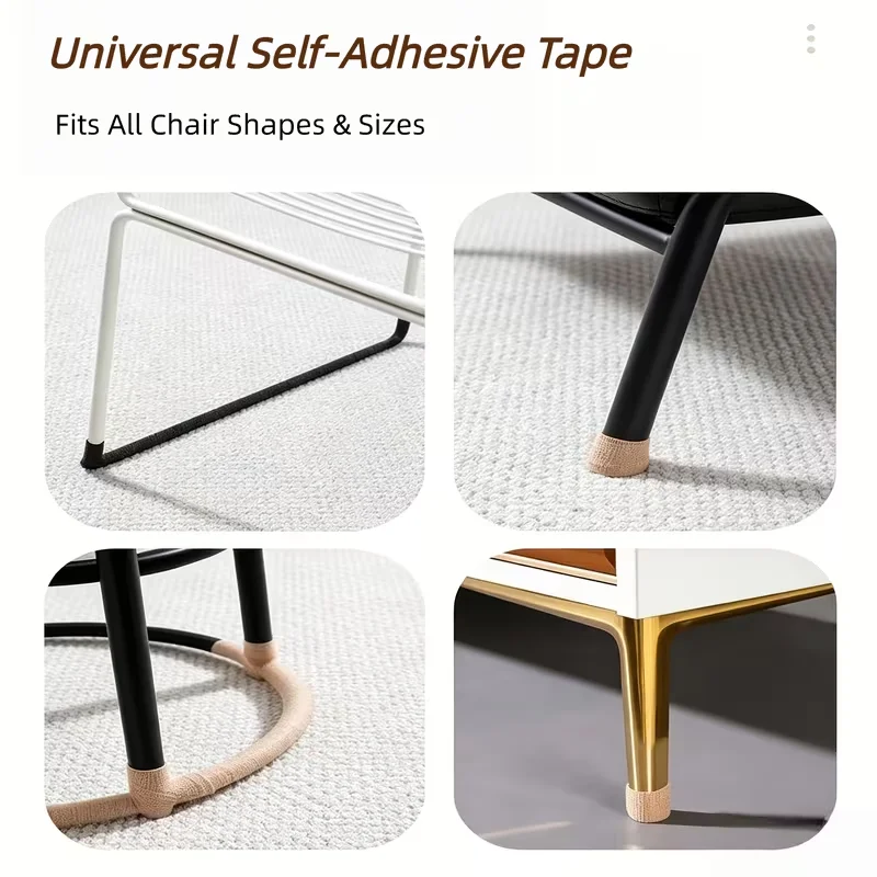 Thick Self-Adhesive Anti-Slip Tape 4m X 3 Rolls (Total 12m) Quiet Floor Covering for Furniture - Home Decor Protection