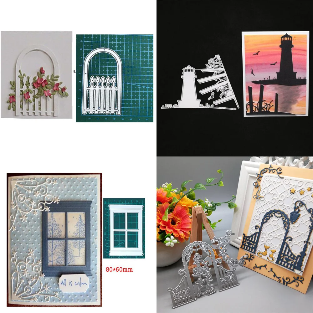 Fenster und Tür Zaun Metall Schneidwerk zeuge Schablone DIY Scrap booking Album Papier karte Vorlage Form Prägung Handwerk Dekoration