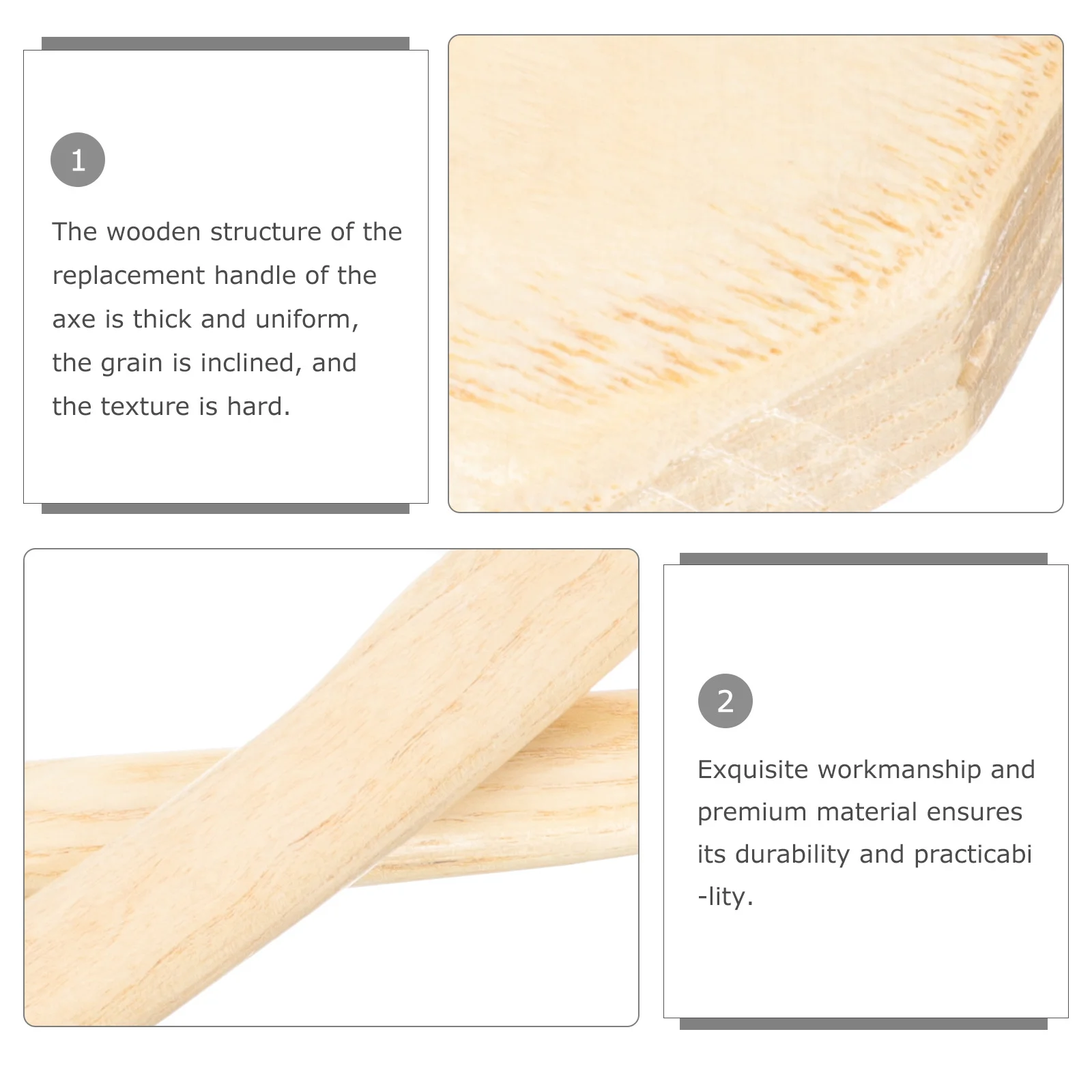 

2pcs Axe Replacement 40Cm Wooden Handle For Hatchet Natural Wood Grip Durable Handle Supplies Hand Tool Accessory