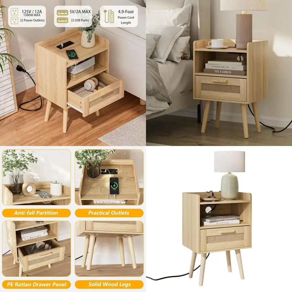 

Mid-Century Modern Two-Drawer Nightstand in White for Bedroom and Living Room