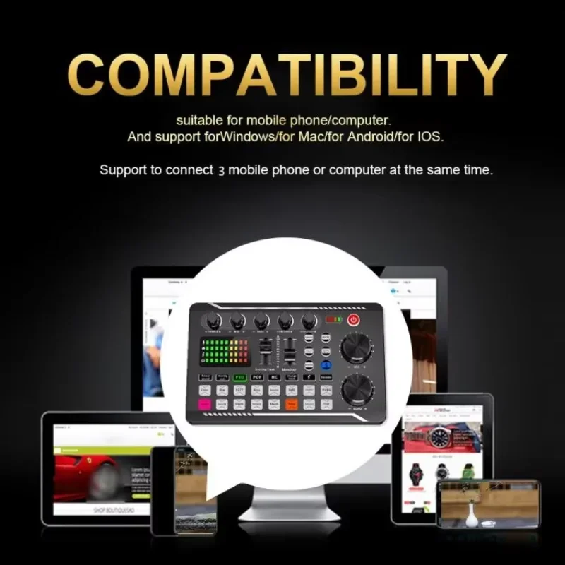 Sound Card Live SoundCards External Audio Mixer For YouTube Broadcast Recording Home Game Music Singing PC Mobile Phone