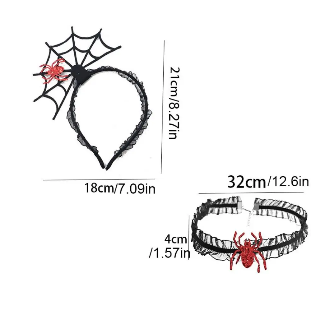 Personalità nera Halloween fascia per capelli maglia cava collana set puntelli cosplay volant ragnatela fascia per capelli ragazza