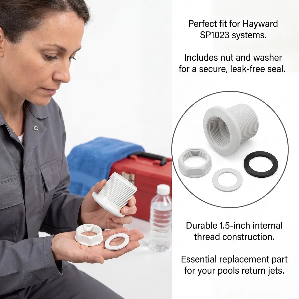 Swimming Pool Adapter Threaded Nut Washer Robust Plastic Construction Internal Thread Design For Hayward SP1023