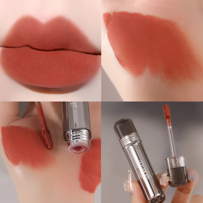 WOWWOOD matte non fading lip mud lip gloss, dark red lips enhance complexion, naturally suitable for daily lip makeup