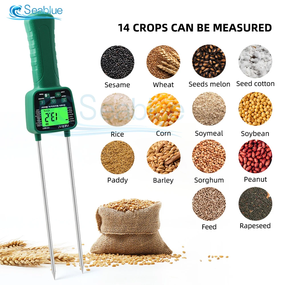 Digital Grain Moisture Meter YY-1011 Hygrometer Measurable 14 Species Including Corn, Wheat, Rice, Peanuts Etc Humidity Tester