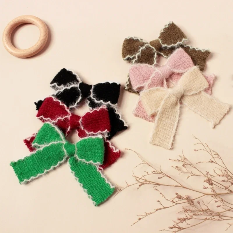 1pcs New Wool Baby Girl Hairpins Bows Hair Clips For Children Hair Pin Barrettes Kids Headwear Hair Accessories