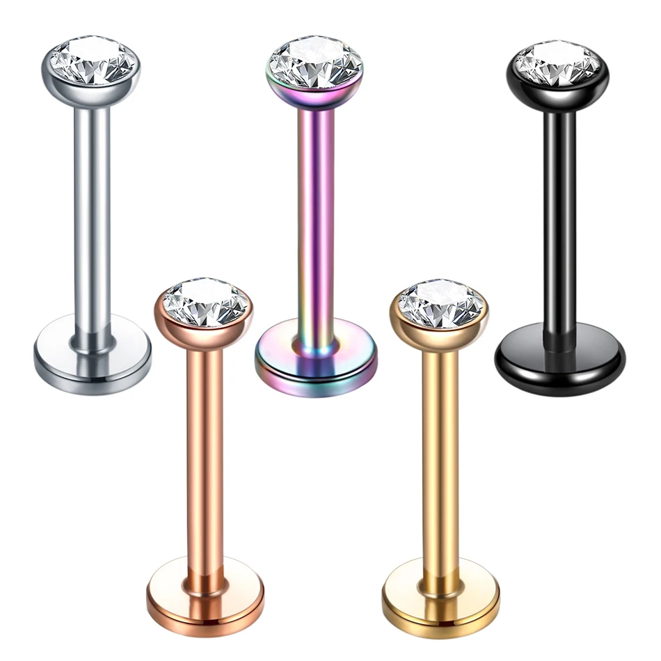 1PC 16G Stainless Steel Labret Piercing Crystal Gem Monroe Lip Stud Helix Tragus Conch Cartilage Earrings Piercing Women Jewelry image 6