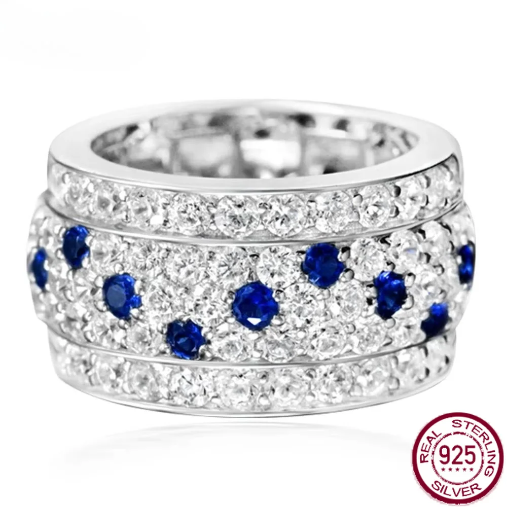 Yaranyan 18K Gold Plated Luxury 925 Sterling Silver Lab Sapphire High Carbon Diamonds Gemstone Ring Wedding Band Fine Jewelry