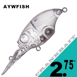 AYWFISH 10PCS Unapaitned Floating Crankbait Artificial Hard Bait Wobbler Fishing Lure Blank Transparent Body Tackle 7CM 11G