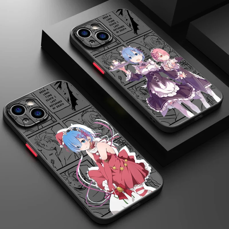 Rem Anime Fashion Cute Cool Frosted Translucent For Apple iPhone 15 14 13 12 11 XS XR X 8 7 SE Pro Max Plus Mini Funda