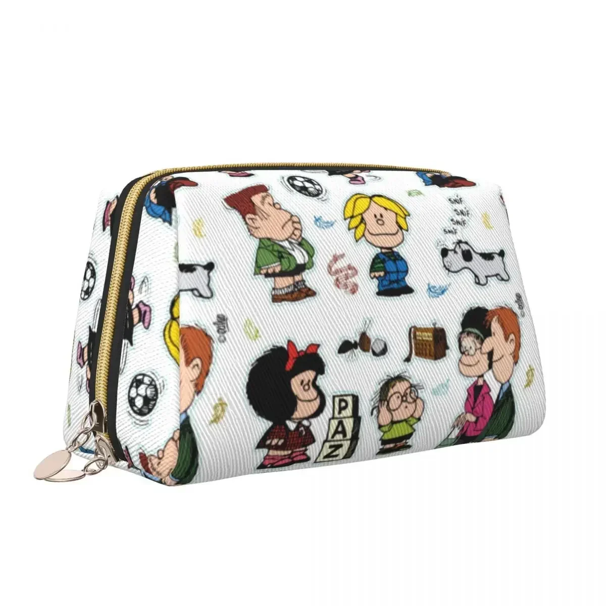 

Large Capacity Characters Mafalda Cosmetic Bags Portable Leather Makeup Pouch Women Washbag Funny Lovely Toiletry Kit