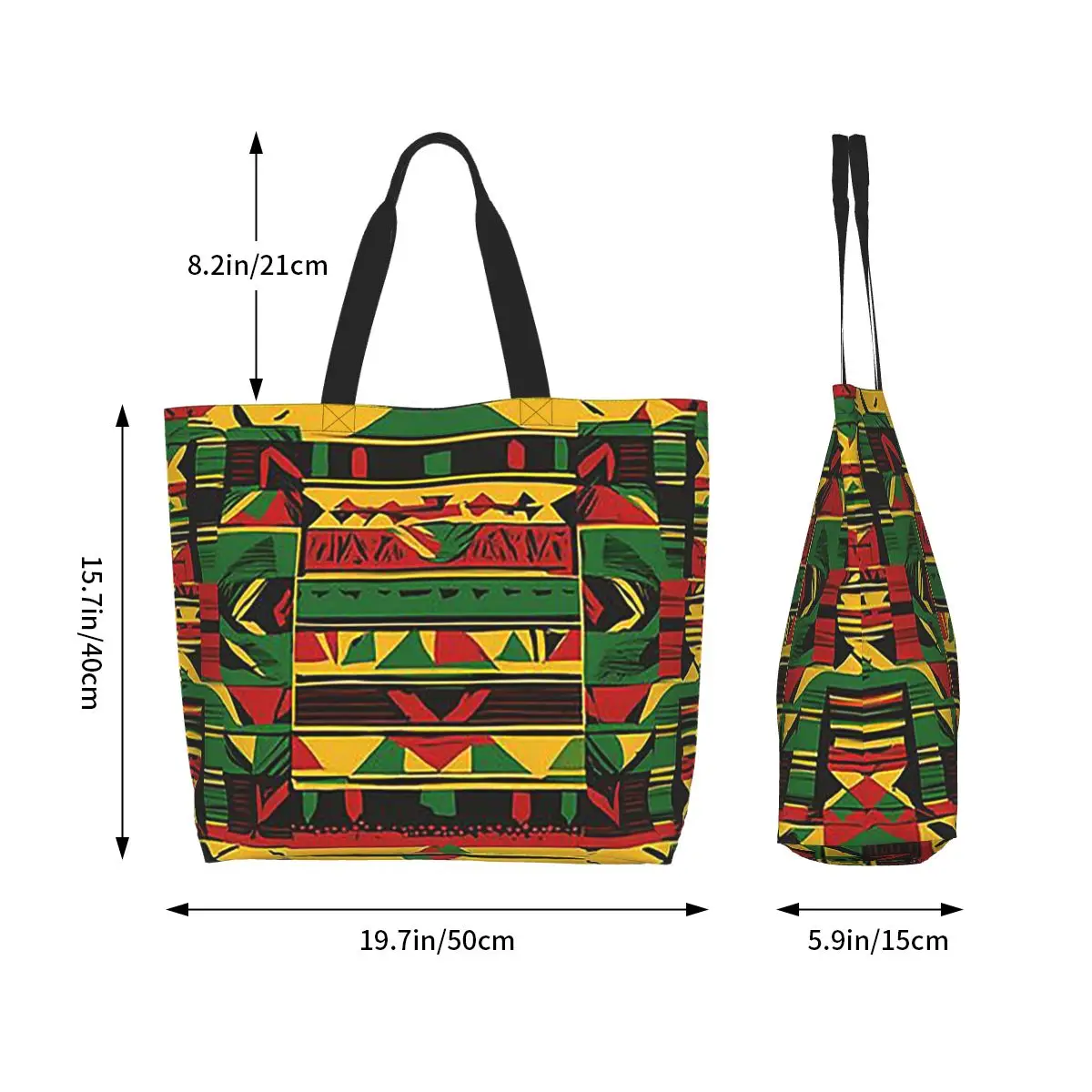 Modern Rasta Patterns For Apparel Shopping Tote Bag Canvas Large Capacity Shoulder Bags Shopper Grocery Handbag for Women