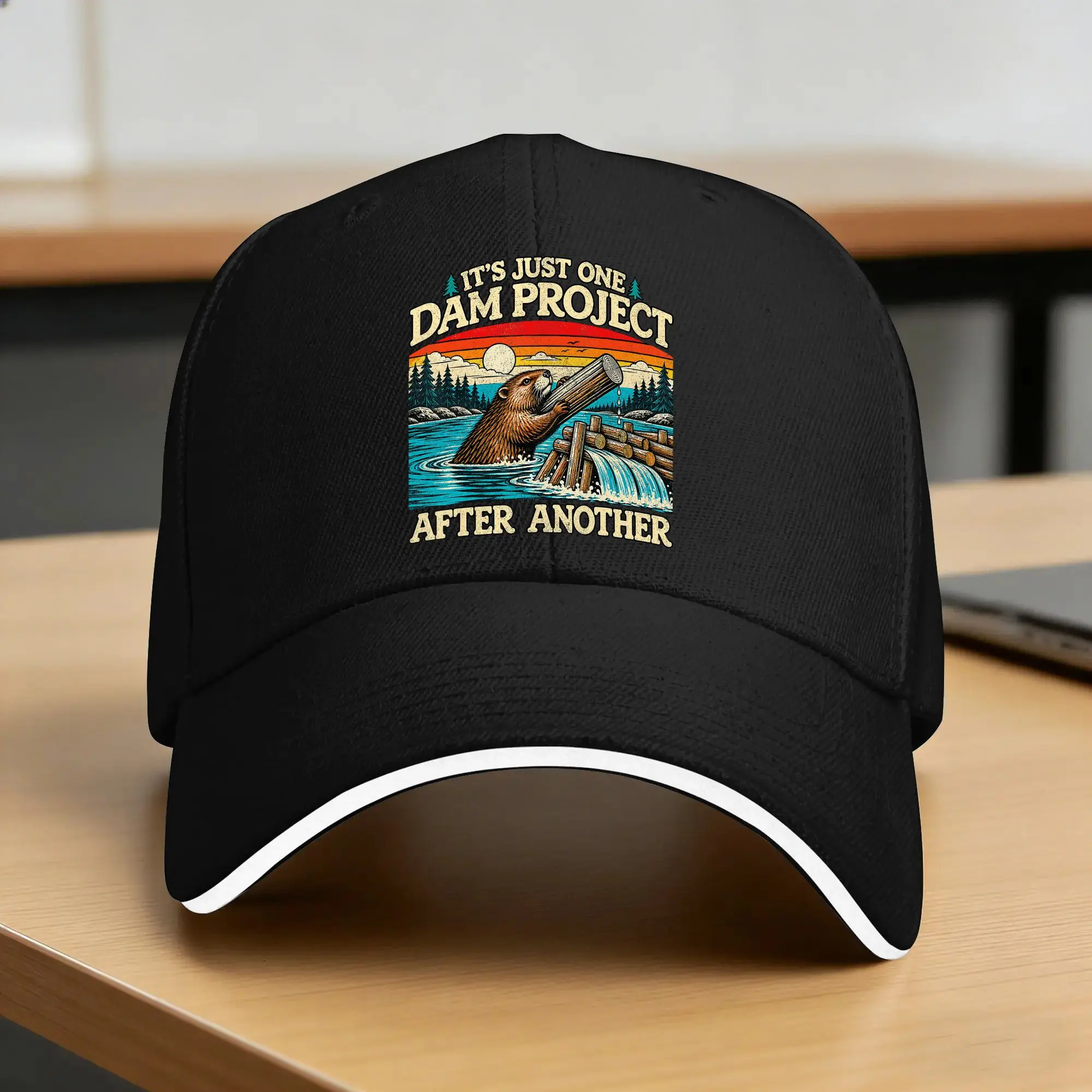 It's Just One Dam Project After Another Funny Beaver Sun Baseball Cap  Spring y2k Retro Hip Hop Hats For Unisex Snapback Cap