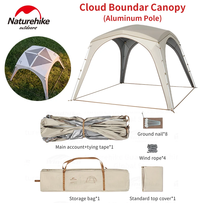 

Naturehike быстро открывающийся навес 2,0, четырехугольный алюминиевый стержень на молнии для кемпинга, пикника, парка, водонепроницаемый 150D с черным покрытием