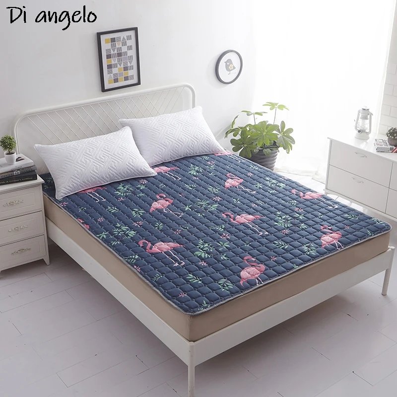 Machine Washable Mattress Cover Fiber Printing Bedding Protective Cover Mattress Skidproof Protection Pad Add elastic band #s