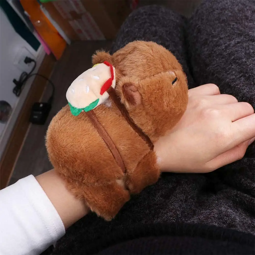 Capybara Knaagdier Slap Armband Serie Simulatie Polsstijl Pluche Pop Slap Armband Zacht Roze Capybara