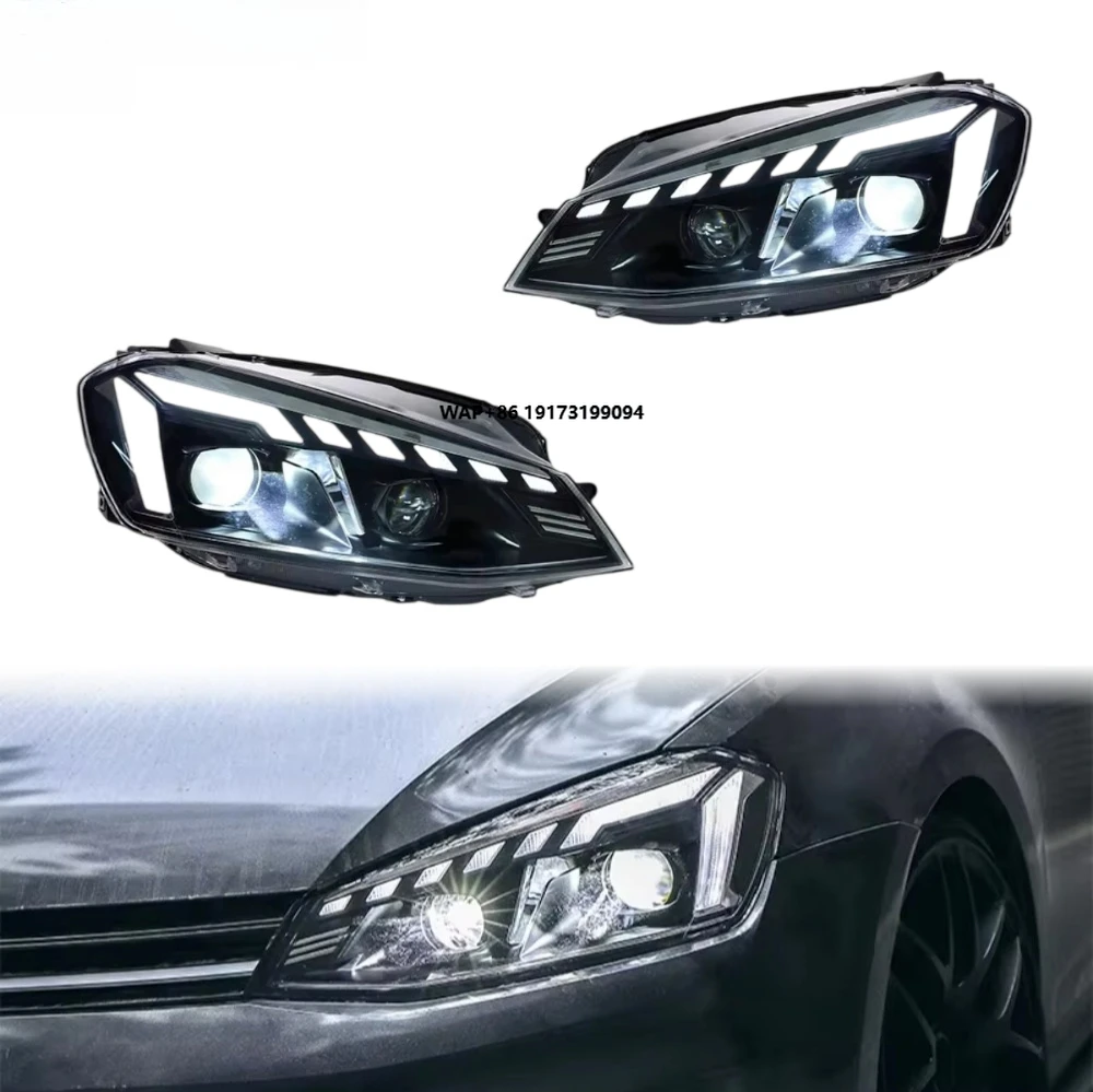 

Фары для Golf 7 (2013-2017) с LED-линзами, обновленные передние фонари, автомобильные аксессуары, хит продаж, Plug and Play, DRL
