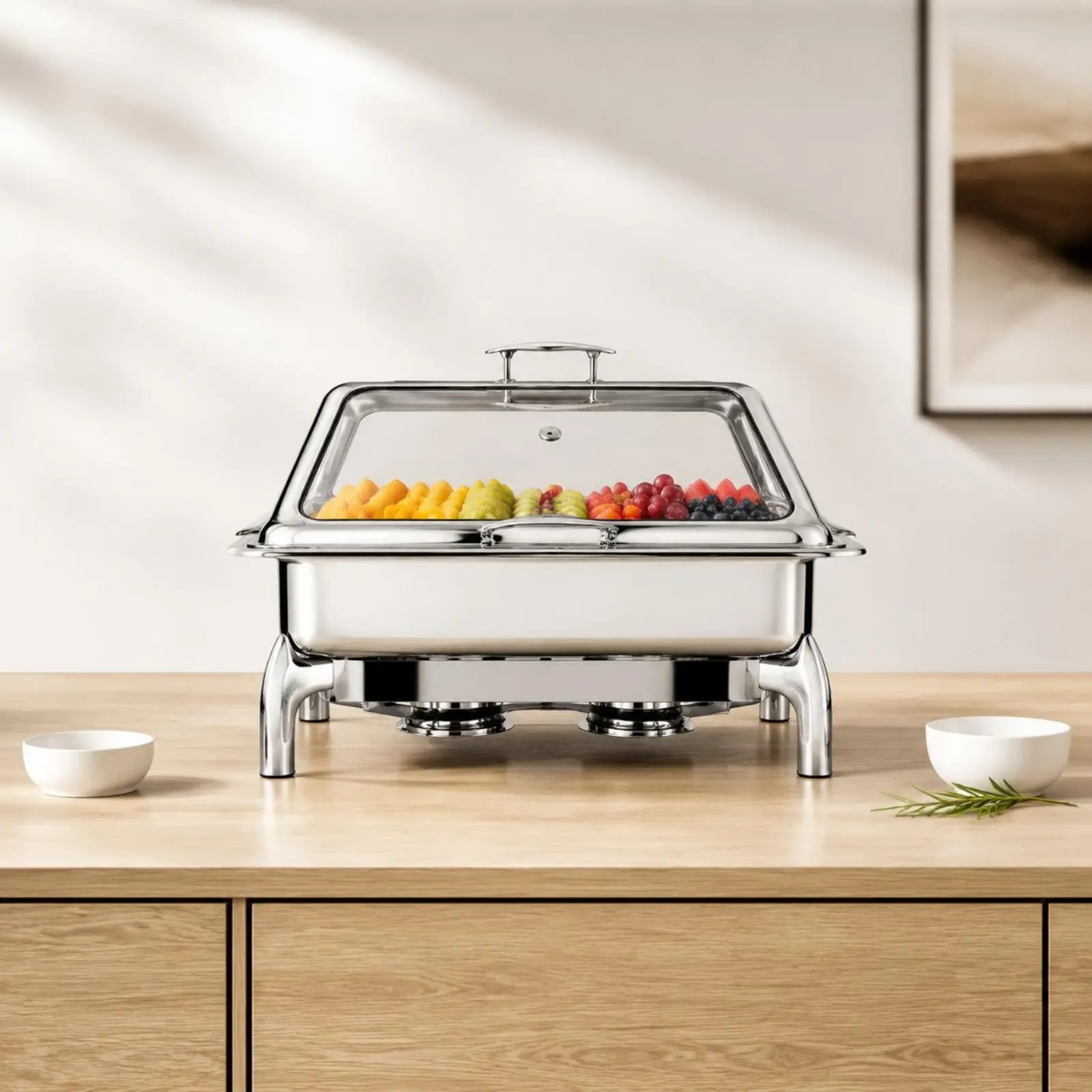 

Electric Alcohol Chafer Dual Heating Stainless Steel Buffet Chafer Electric Chafing Dish Heat Retention Food Service for Hotels