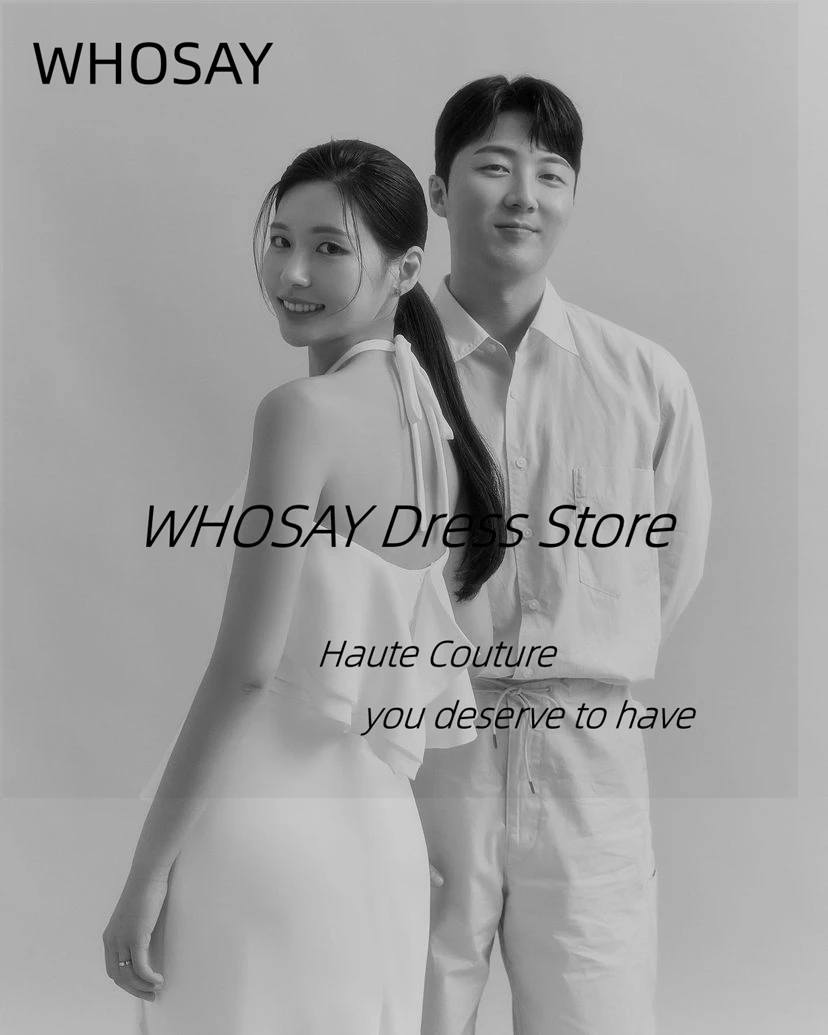 WHOSAY Korea Girls Wedding Dresses 2024 Halter Neck Sleeeless Formal Occasion Special Dress Sexy Backless Vestidos De Noches