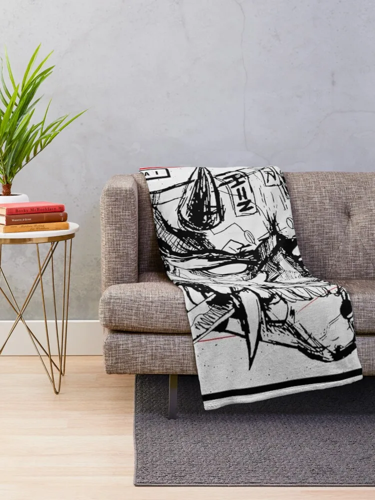 Vaporwave Samurai Tengu Mask Throw Blanket Comforter heavy to sleep Softest halloween Blankets