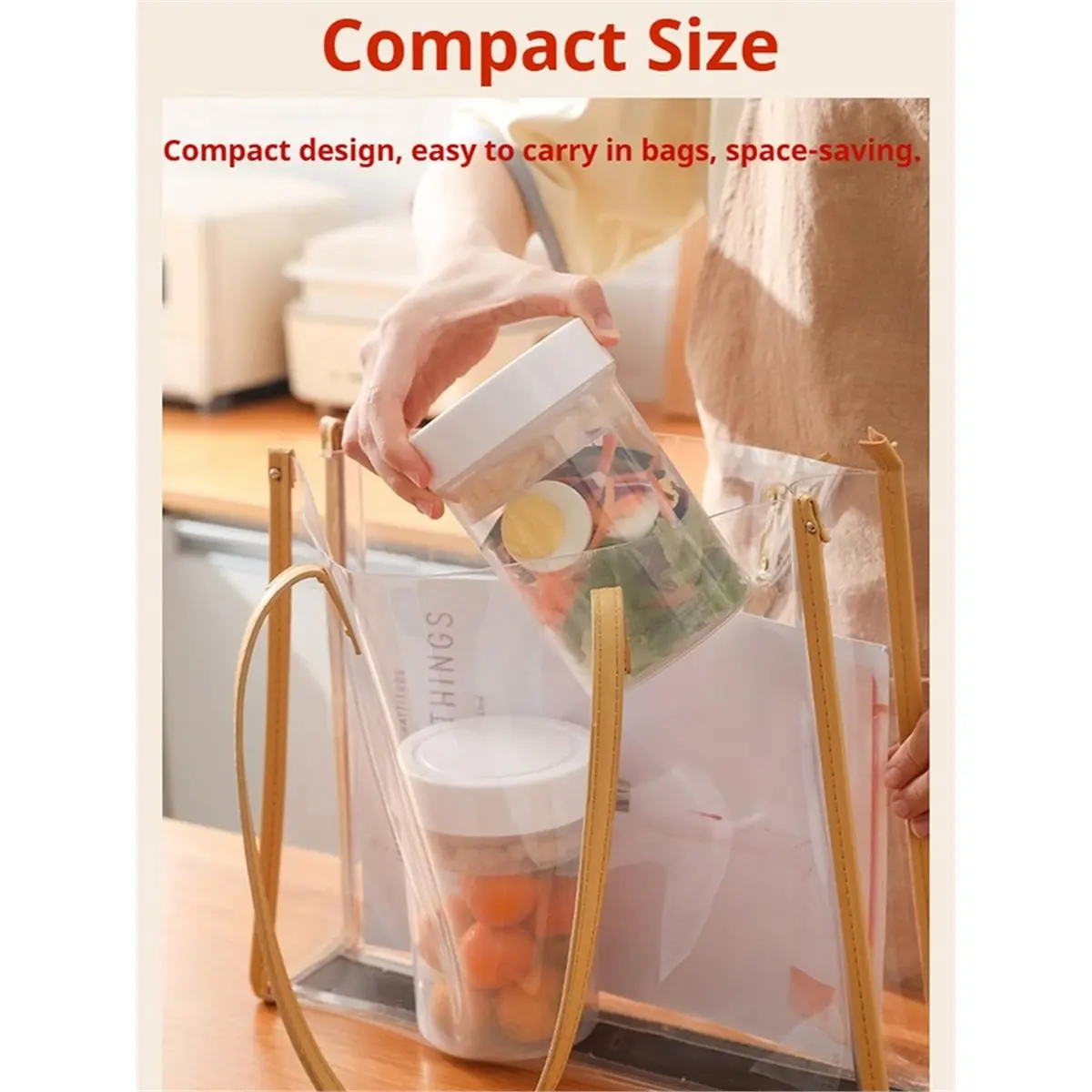 Leakproof Salad Jars - Wet/Dry Separation Containers, 3in1 Salad Jar with Dressing Cup Container for Meal Prep