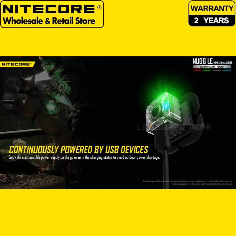 Nitecore إشارة صغيرة وضوء أمان ، قابلة لإعادة الشحن ، NU06 LE ، أبيض أزرق ، أخضر ، أحمر