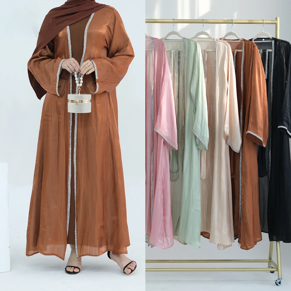 2024 New Dubai Abaya Coat and Innder Dress Sets for Muslim Women Islam Clothing Türkiye Daily Solid Colot Robe Cardigan