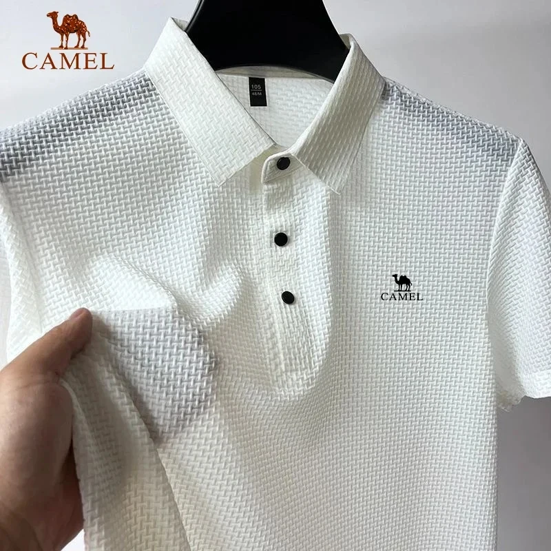 

New Summer Silk Polo Shirt High Quality Men's Short Sleeve Breathable Top Business Casual Sweat-absorbing Polo-shirt for Men