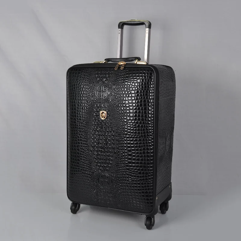Echt Lederen Krokodillenpatroon Reisbagage Luxe Mode 16/20/24 Inch Instapkoffer Voor Mannen En Vrouwen - afbeelding 1