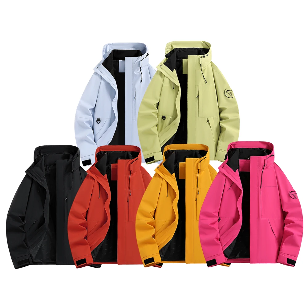 

Autumn outdoor sports, travel, mountain climbing, three-proof jacket with hood, windproof coat, solid color versatile coat