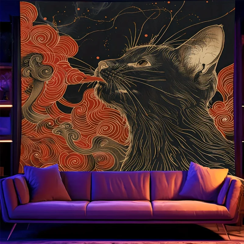 VIKAMA prospérité chat noir nuage de bon augure tapisserie salon richesse-attrait Feng Shui nouveau Style chinois décor à la maison