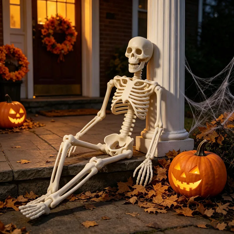 Squelette mobile de 40 cm, accessoire de décoration d’horreur pour Halloween, idéal pour une maison hantée, une décoration extérieure, une fête effrayante ou une décoration intérieure.