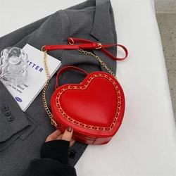 New Red Heart Love OL hand Woman Girl Messenger Shoulder Bag PU PVC Leather Women Sport Bag Luxury Lady Handbag Purses