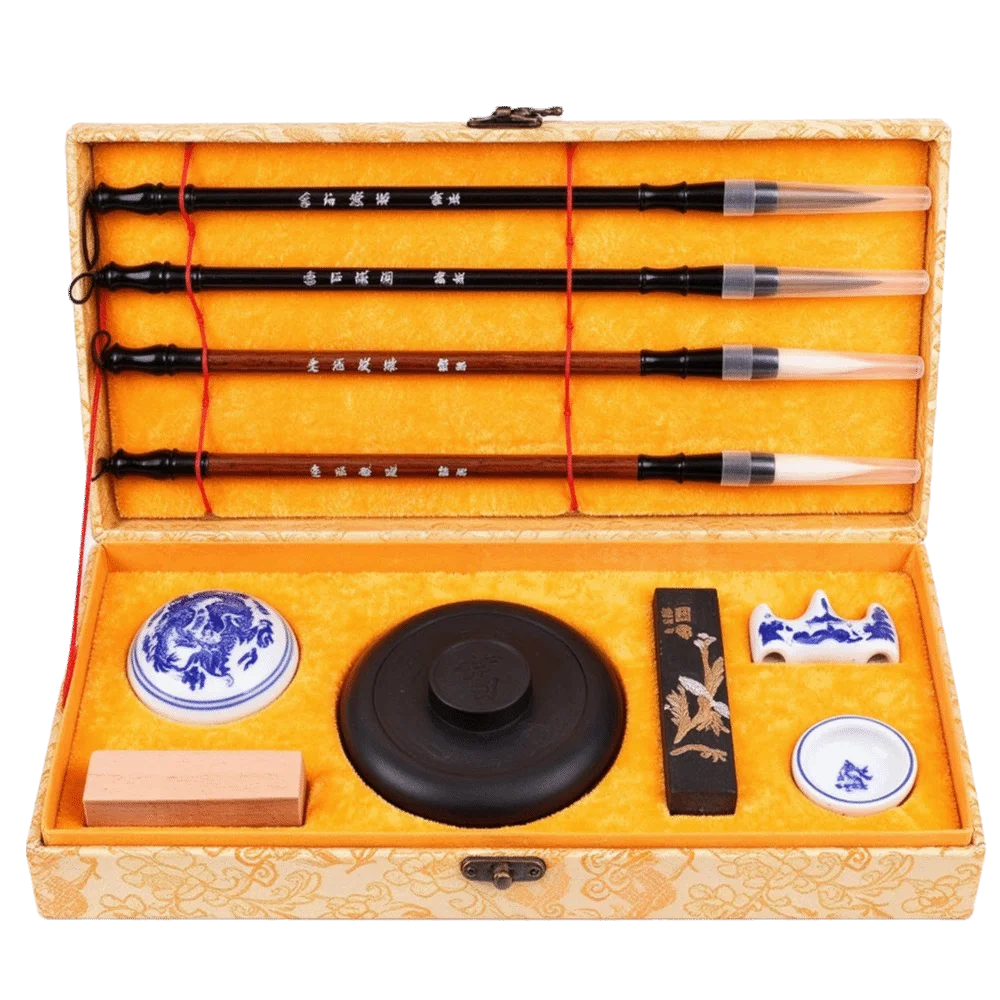 11 pcs Brush Pen Chinese Calligraphy Set Ink Stick Inkstone Traditional Brush Pen Set Traditional Design Complete Set