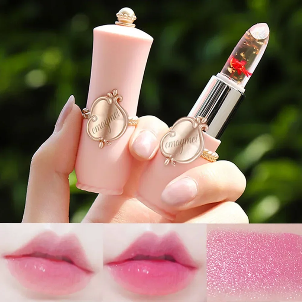 6-kleuren bloemgelei transparante waterdichte lippenstift Crystal Jelly lipolie hydraterende glazen lipgloss opvullende heldere lip voller